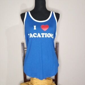 3/$25 Arizona Jeans Blue 'I Love Vacation' Tank Top Size XL